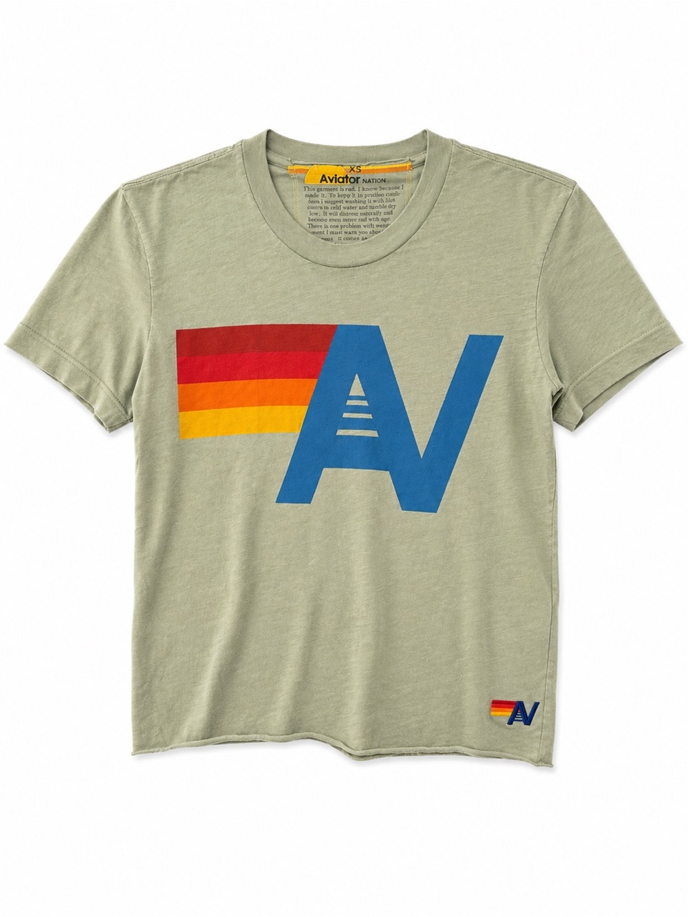 Aviator Nation Rainbow Logo Tee Green Size XS